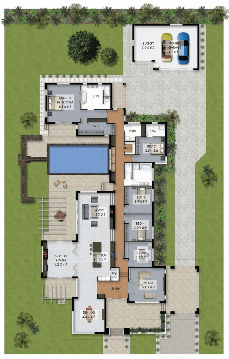 Floor Plan Friday Luxury 4 bedroom family home with pool
