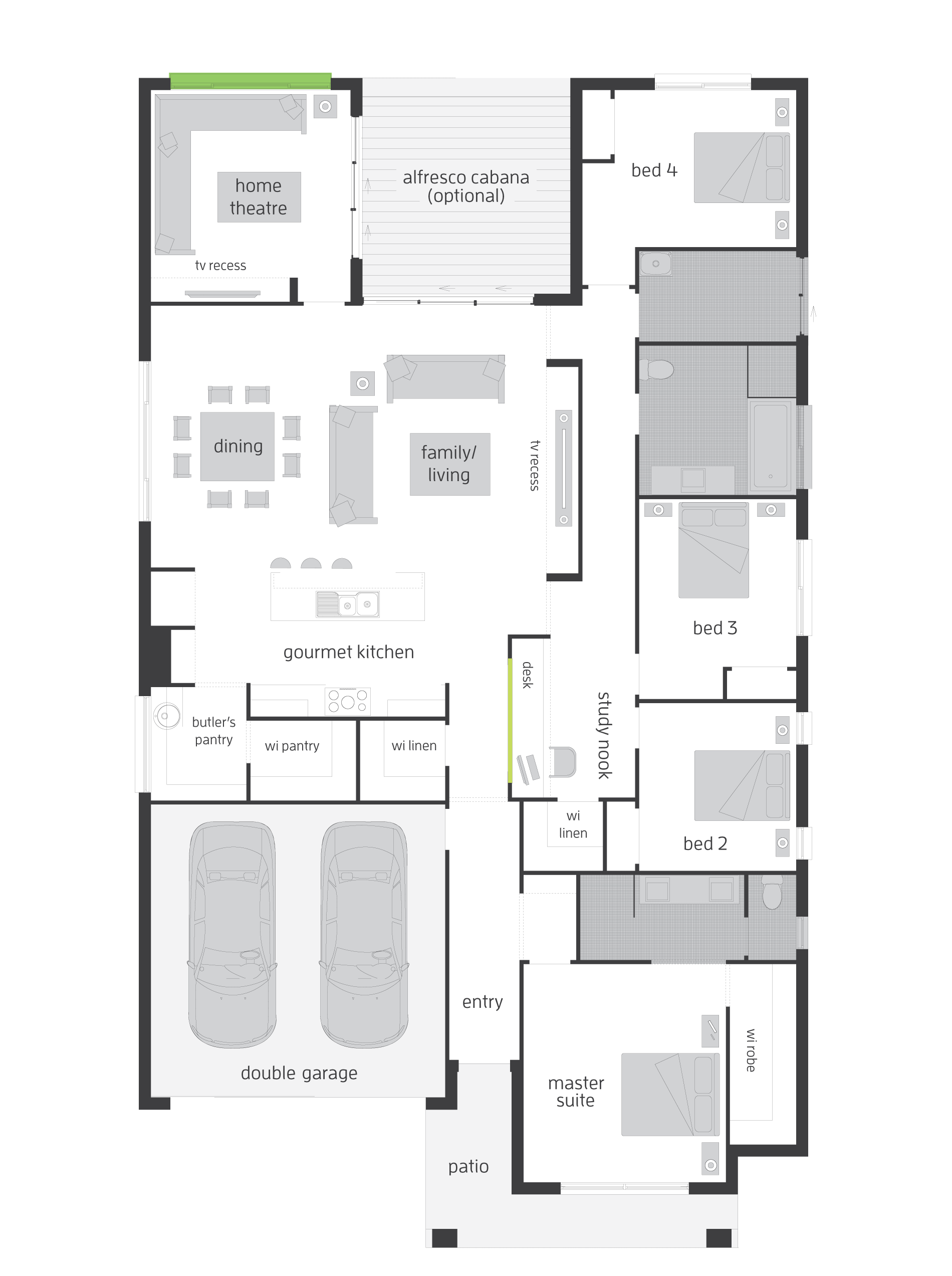 Floor Plan Friday 4 bedroom with theatre, study nook