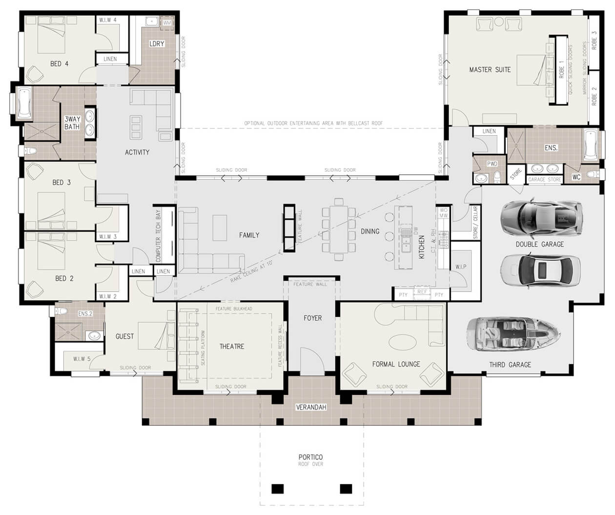 Floor Plan Friday Ushaped 5 bedroom family home