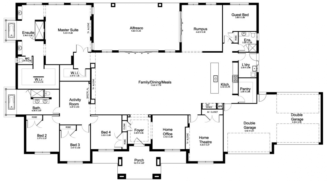 6 Bedroom Home Floor Plans
