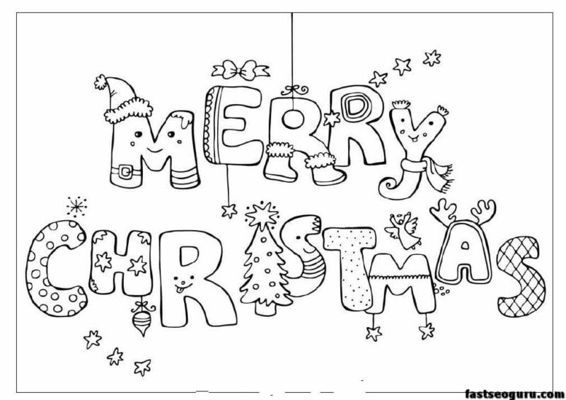 Merry christmas print out coloring pages