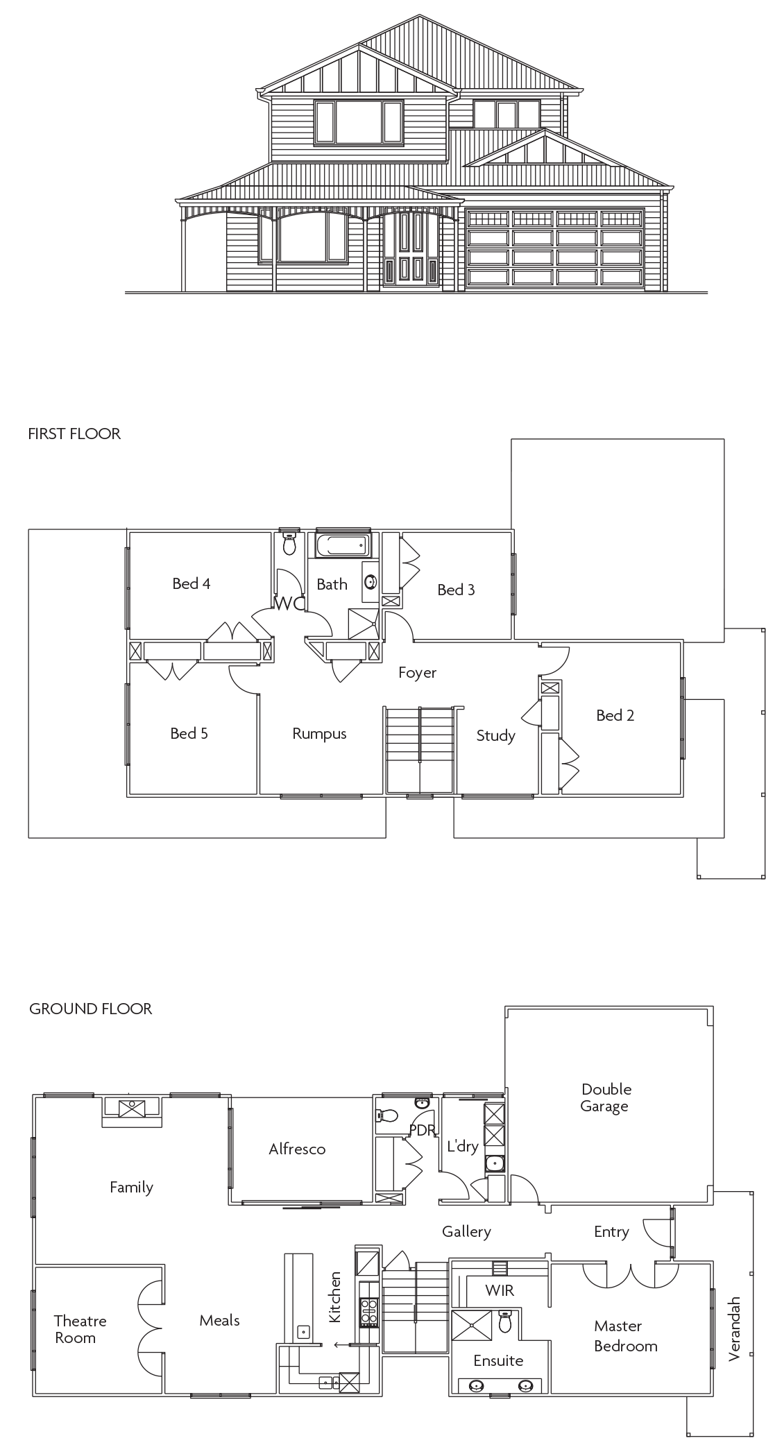Double Storey Hamptons Floor Plan