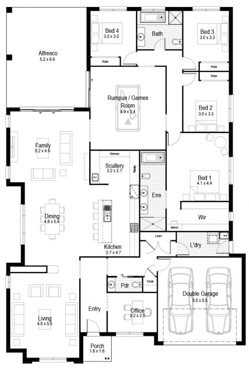Floor Plan Friday: Large 4 bedroom, rumpus, scullery + office family home