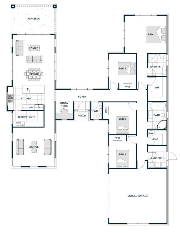 Floor Plan Friday H Shaped Smart Home, H Shaped House Plans With Courtyard